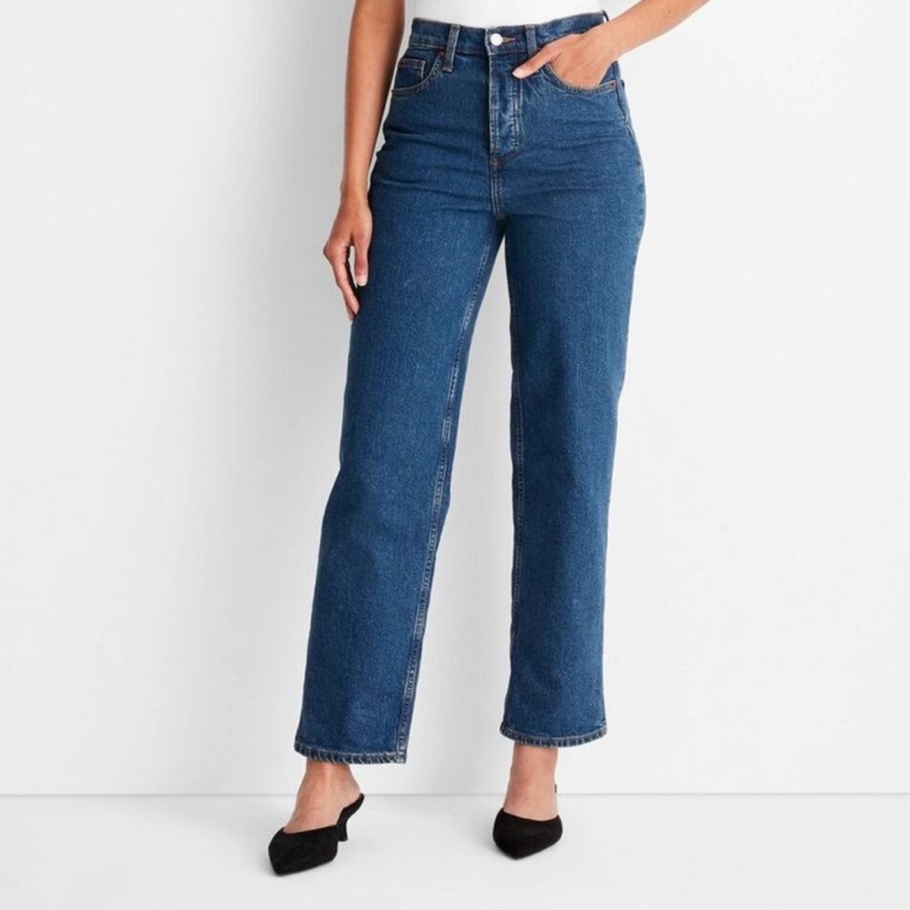 Target Women's High-Rise Straight Leg Jeans in Dark Blue